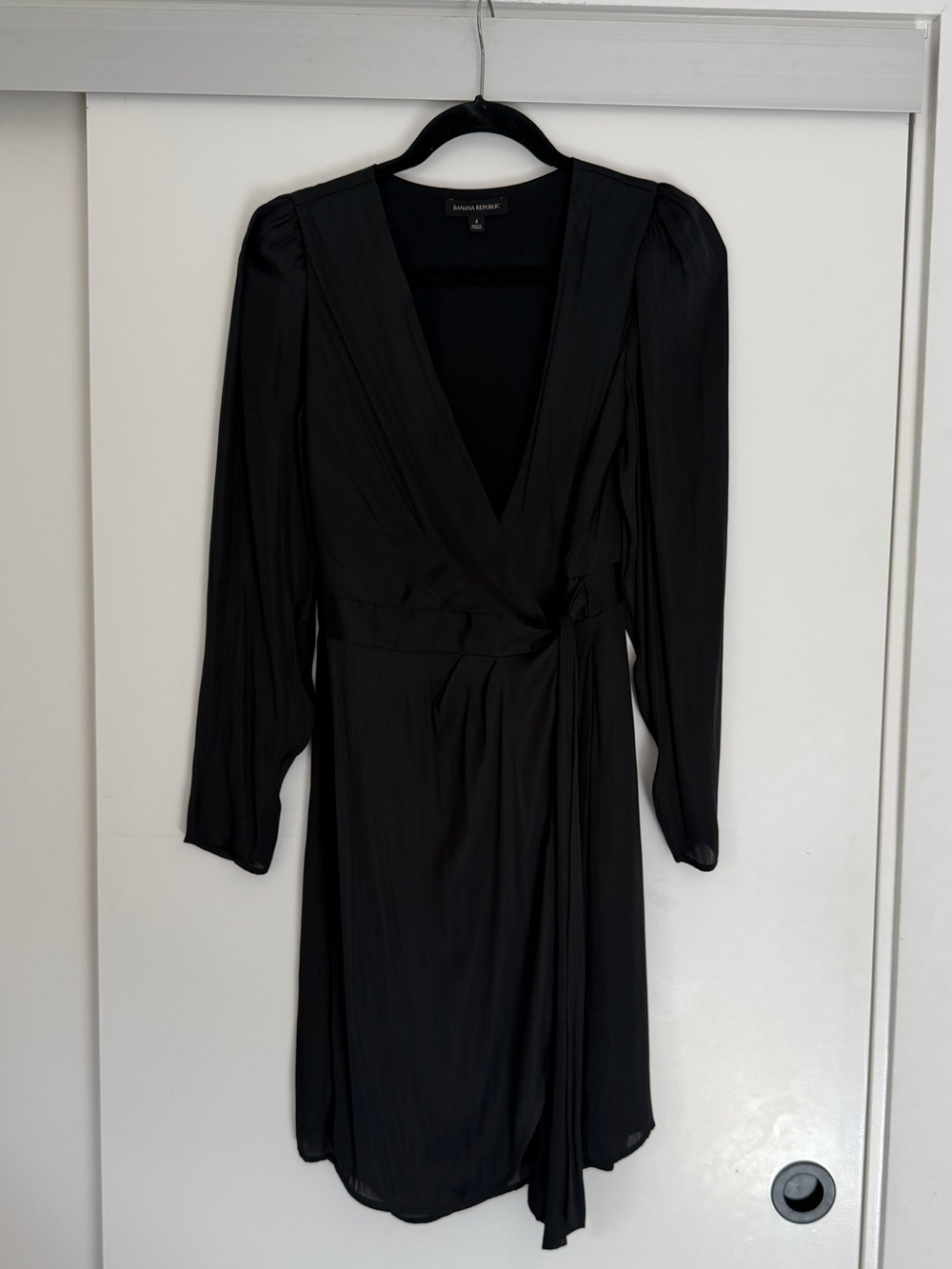 Banana Republic Black Wrap Dress with Long Sleeves